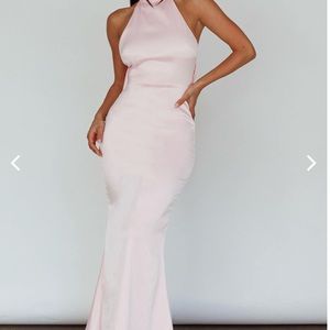 FIFTH AVENUE BOW BACK MAXI DRESS BABY PINK